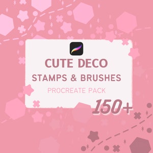 Cute Kawaii Deco Procreate Ribbon Brushes and Stamps Pack