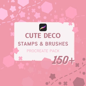 Lindo paquete de pinceles y sellos de cinta Kawaii Deco Procreate