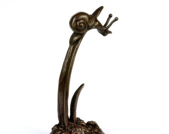 Bronze Snail Sculpture – Miniature Gift, 8th or 19th (Bronze) Anniversary