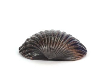 Solid Bronze Clam Shell Sculpture: Seaside Collectible