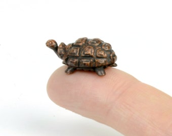 Bronze Tortoise, Miniature Sculpture, Foundry-Cast Wildlife Figurine, Bronze Reptile, Bonsai Collectible
