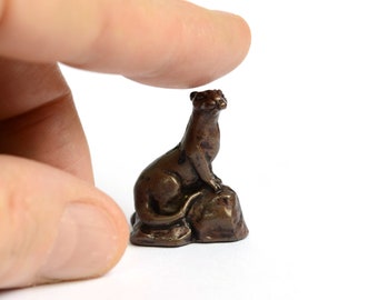 Solid Bronze Miniature Otter Sculpture, Foundry Cast Wildlife Collectible, Tiny Gift for Animal Lover