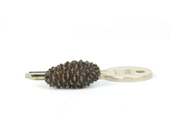 Miniature Bronze Pine Cone Sculpture: Collectible Bonsai Ornament