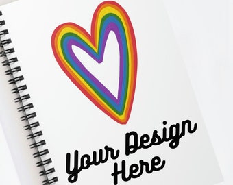 Custom Colorful Rainbow Heart Personalized Spiral Notebook - Ruled Line