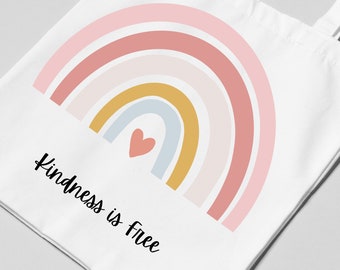 Motivational Rainbow Kindness is Free Small Canvas Tote Bag