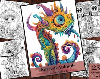 Surreal Animals Coloring Book | 25 Fantasy Art Pages (Instant Download)