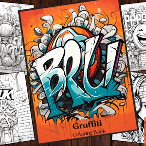25 Graffiti Malbuch|Street Art Kunst| Malbücher zum Ausdrucken für Erwachsene und Kinder.