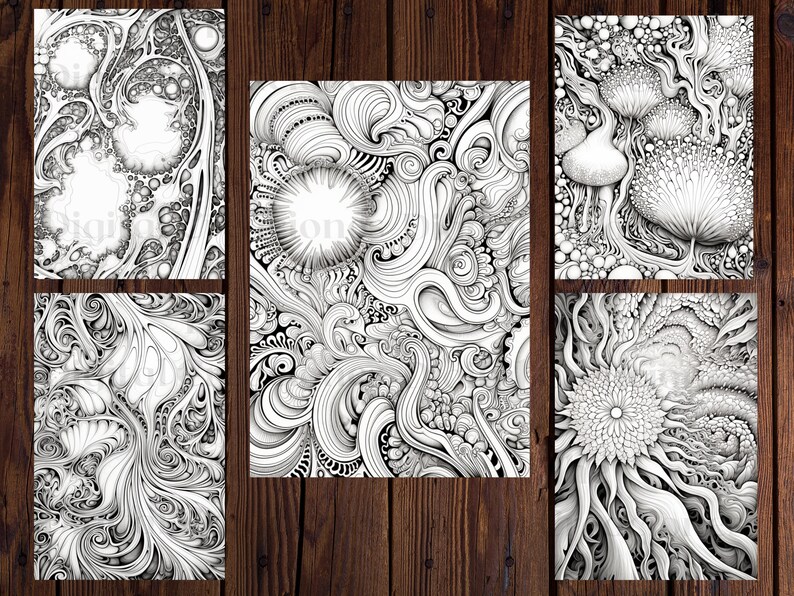 25 Beautiful Fractals Coloring Book living Fractals printable Adult ...