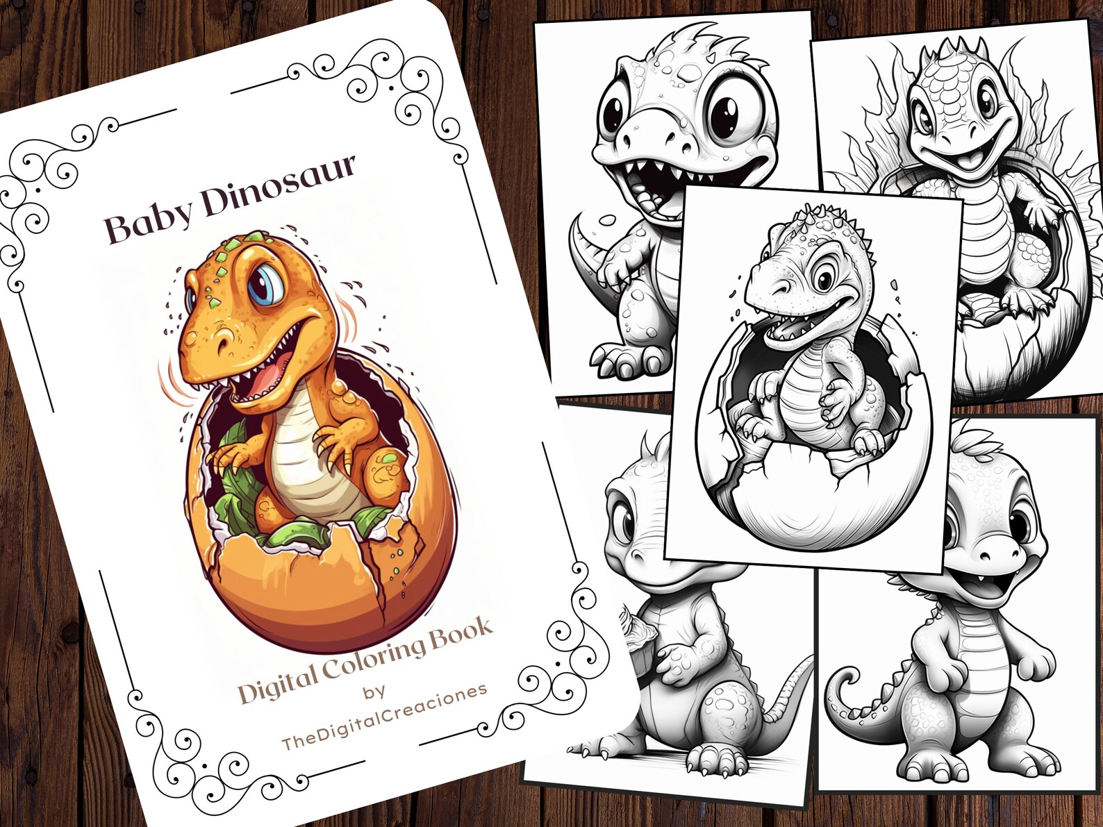 25 Cute Baby Dinosaur Coloring Book | Pages for Kids & Adults ...