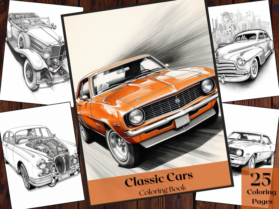 25 Classic Cars Coloring Book |vintage Car Lovers |adults and Kids ...