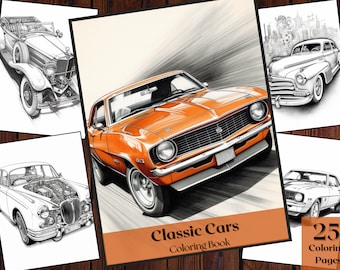 Classic Cars Coloring Book | 25 Vintage Automotive Pages (Instant Download)