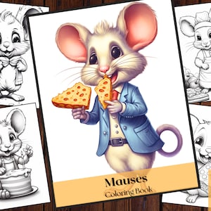 25 Mouses Coloring Book|Fairytale Mice|Cute Mouse Coloring Pages|Adults and Kids Printable Coloring Books | Coloring Pages|Instant Download