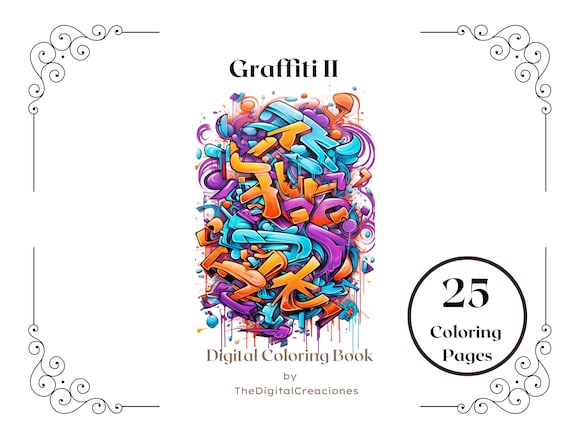 Graffiti Coloring Book 25 Adults and Kids Printable Coloring Books