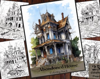Abandoned House Coloring Book | 25 Printable Pages (PDF)