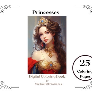 Prinsessmålarbok | Kungliga flickfantasi, 25 sidor (direktnedladdning) bild 8
