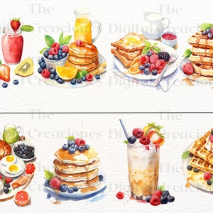 Breakfast Clipart Bundle|menu Bundle Clipart Set|40 Watercolour PNG ...