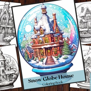 25 Snow Globe House Coloring Book|Winter Christmas Castle Colouring|Adults and Kids Printable Coloring Books|Coloring Pages|Instant Download