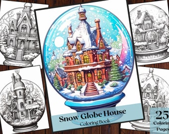 Snow Globe House Coloring Book | Winter Christmas Castle (Instant Download)