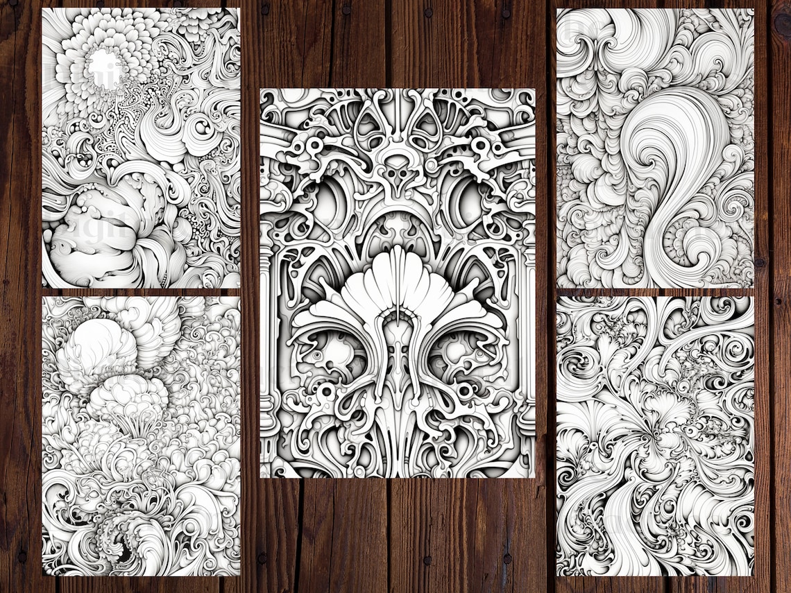 25 Beautiful Fractals Coloring Book living Fractals printable Adult ...