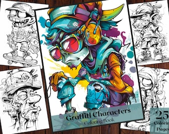 Graffiti Character Coloring Book | 25 Abstract Street Art Pages (Printable PDF)