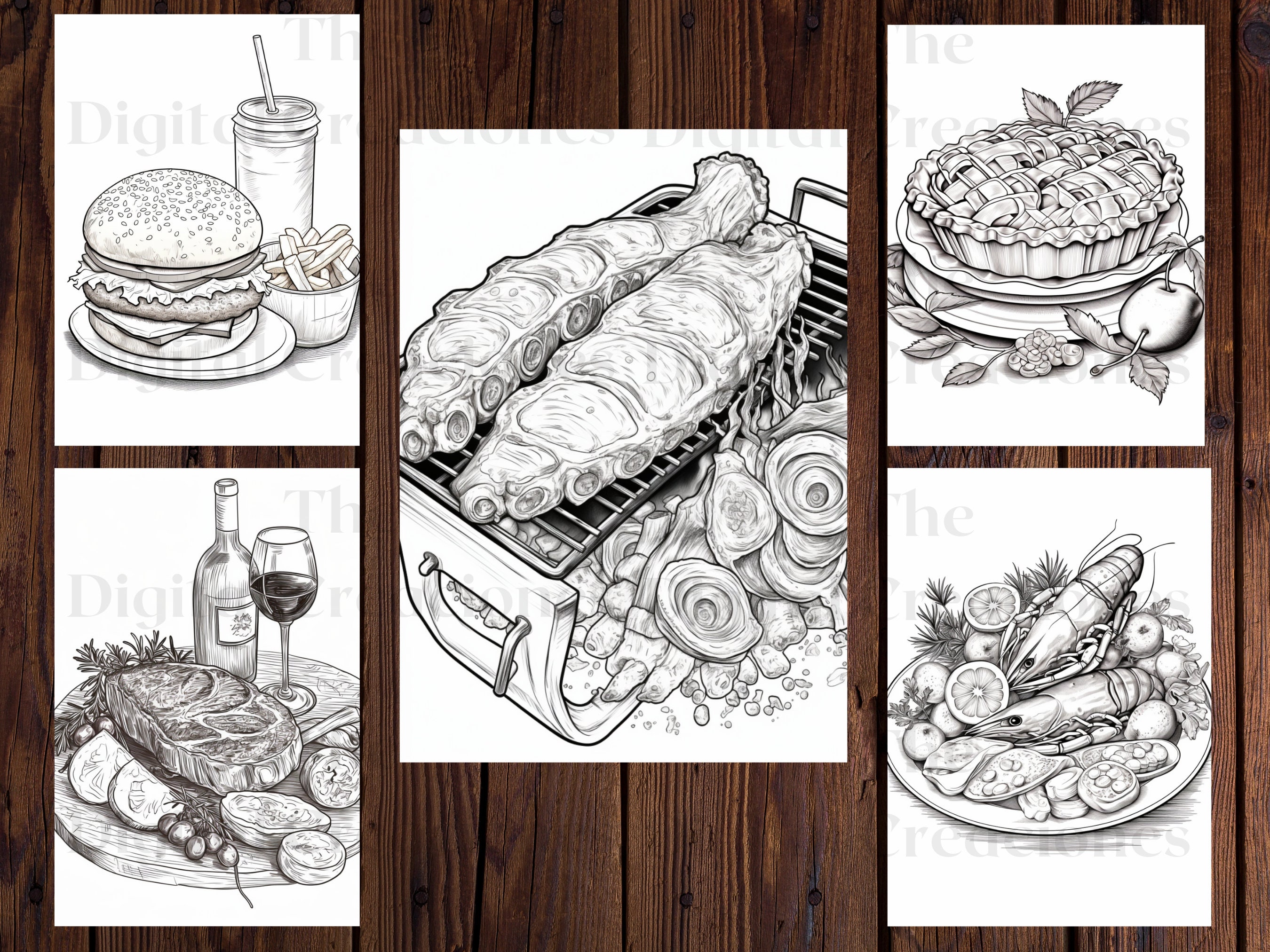 American Food Coloring Book 25 Adults and Kids Printable Coloring Books ...