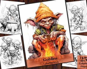 Goblins Coloring Book | Fantasy Illustrations (Digital Download)