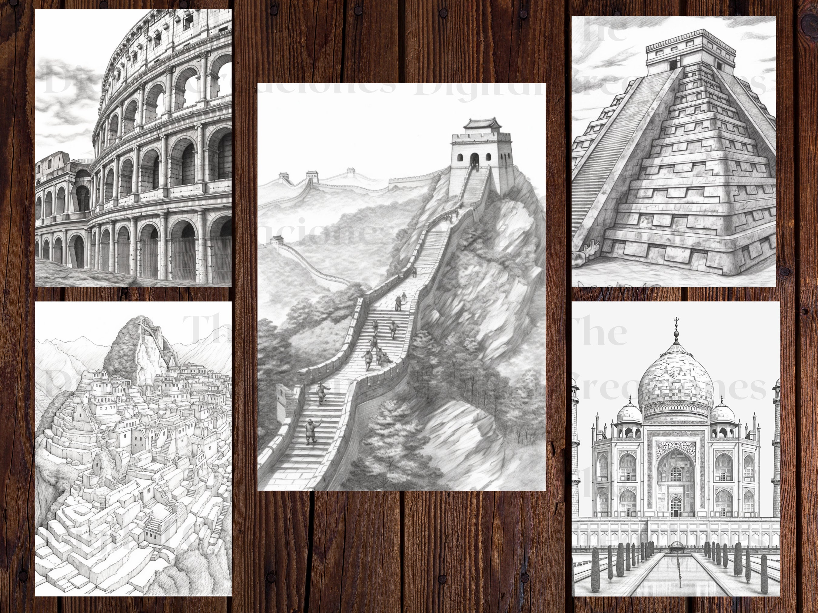 Seven Wonders Coloring Book 25 Adults and Kids Printable Coloring Books