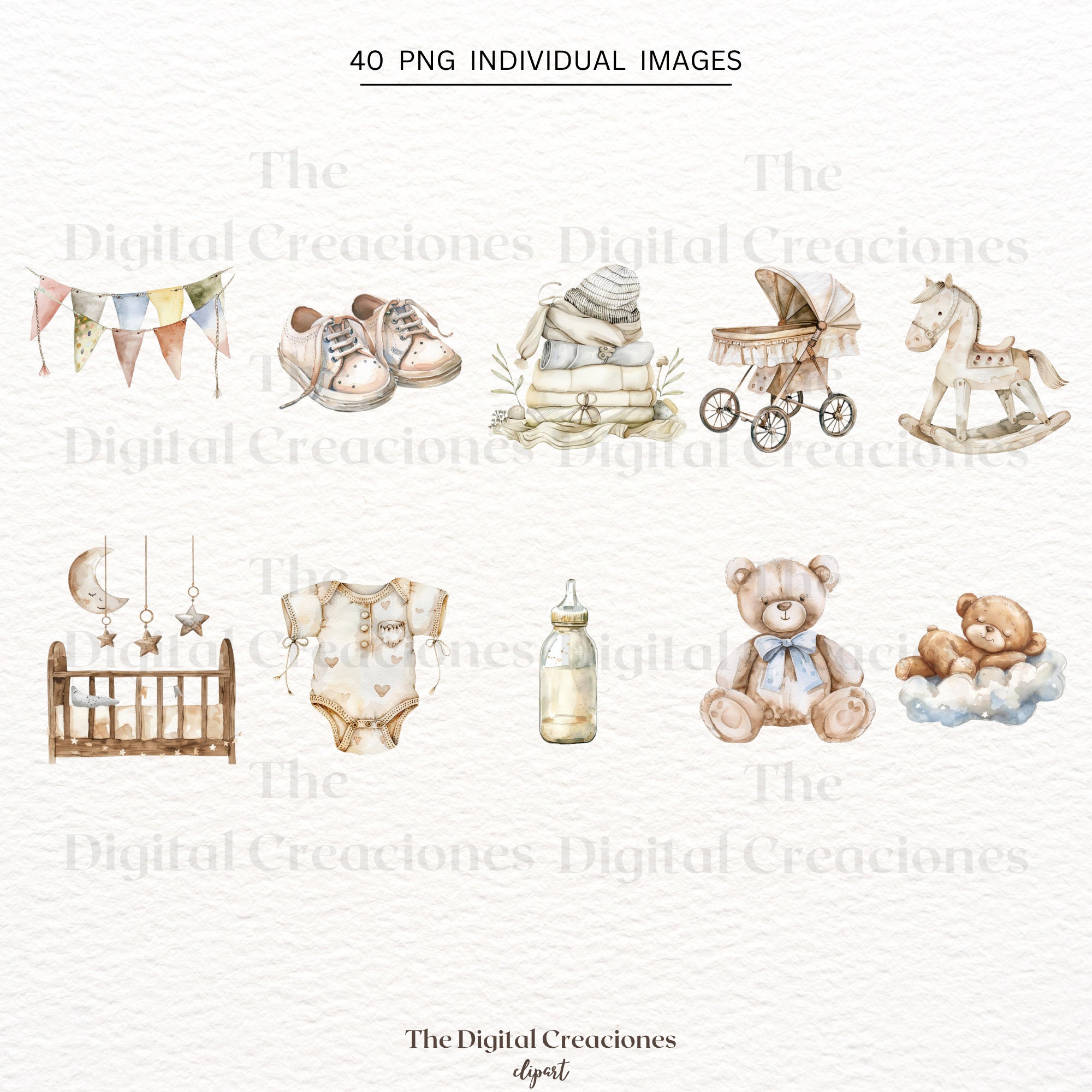 Gender Neutral Baby Shower Clipart | Watercolor Teddy Bear Graphics ...