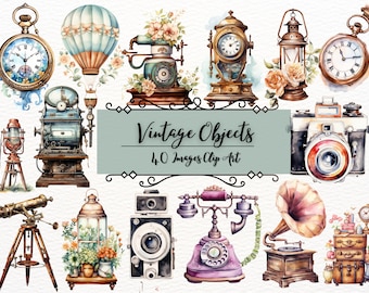 Vintage Objects Clipart | Antique Decor PNG Images (Commercial Use)