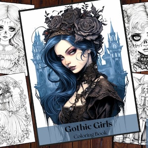 25 Chicas Góticas Libro para colorear/Imprimible Goth Punk Mujer Página para colorear/Fantasy Dark Girl Adultos Niños Imprimible Libro para colorear/Descarga instantánea