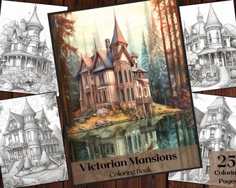 Victorian Mansions Coloring Book | 25 Architecture Pages (Printable PDF)