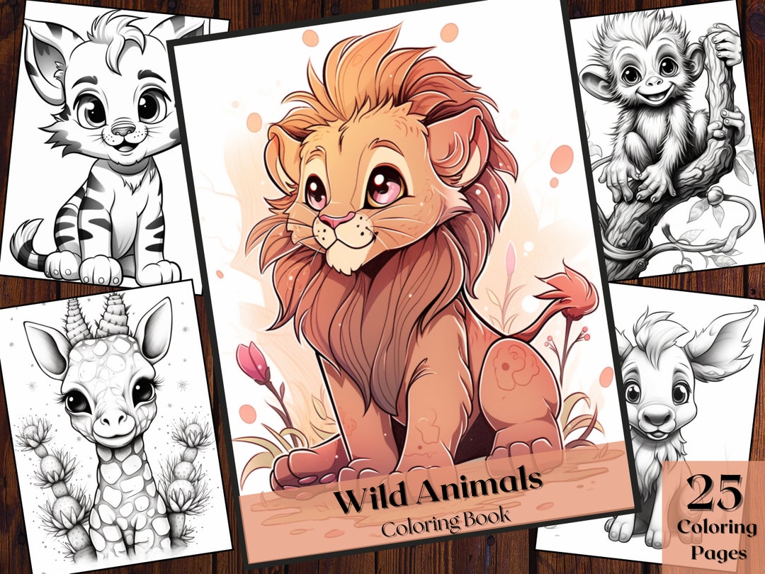 25 Wild Animals Coloring Book |african Animal Coloring Pages| Cute ...