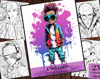 Cool Guys Coloring Book | Graffiti Art, Abstract Designs (Digital Download)