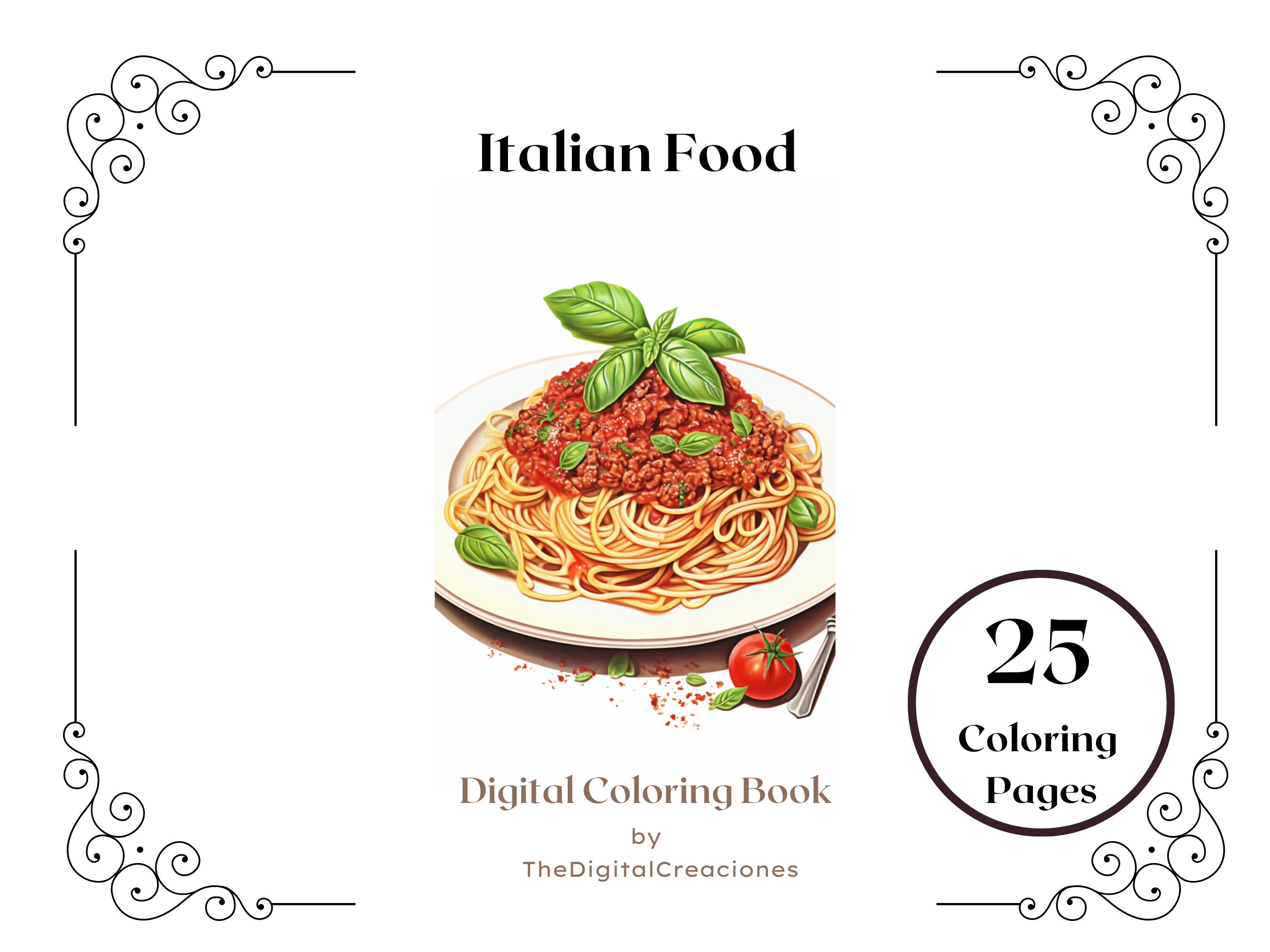Italian Food Coloring Book 25 Adults and Kids Printable - Etsy