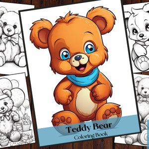 25 Teddy Bear Coloring Book|Fantasy Bear Coloring Book| Adults and Kids Printable Coloring Books|Coloring Pages|Instant Download PNG File.