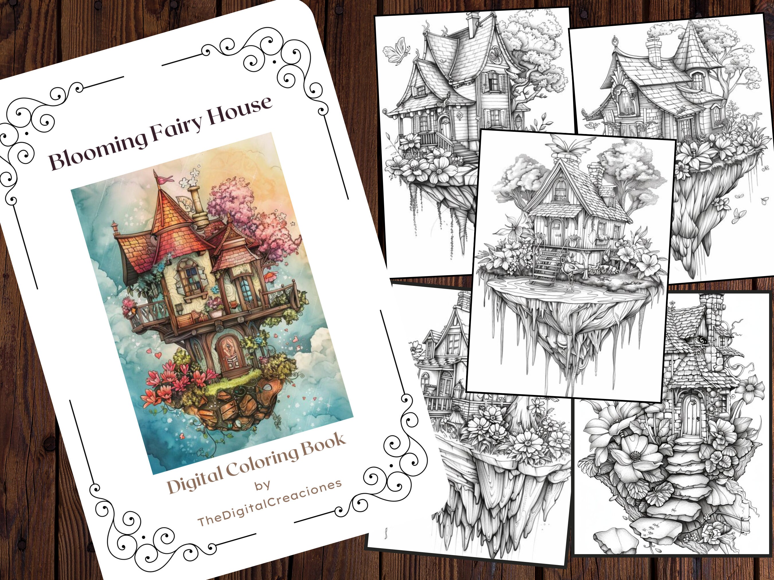 25 Blooming Fairy Homes Coloring Book| Adults Kids Instant Download ...