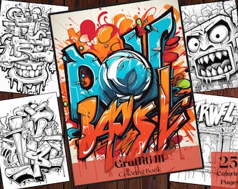 Graffiti Coloring Book | 25 Abstract Street Art Pages (Instant Download)