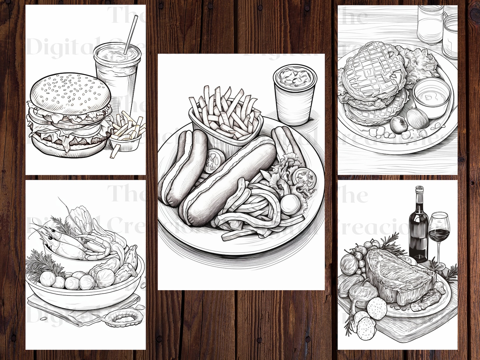 American Food Coloring Book 25 Adults and Kids Printable Coloring Books ...