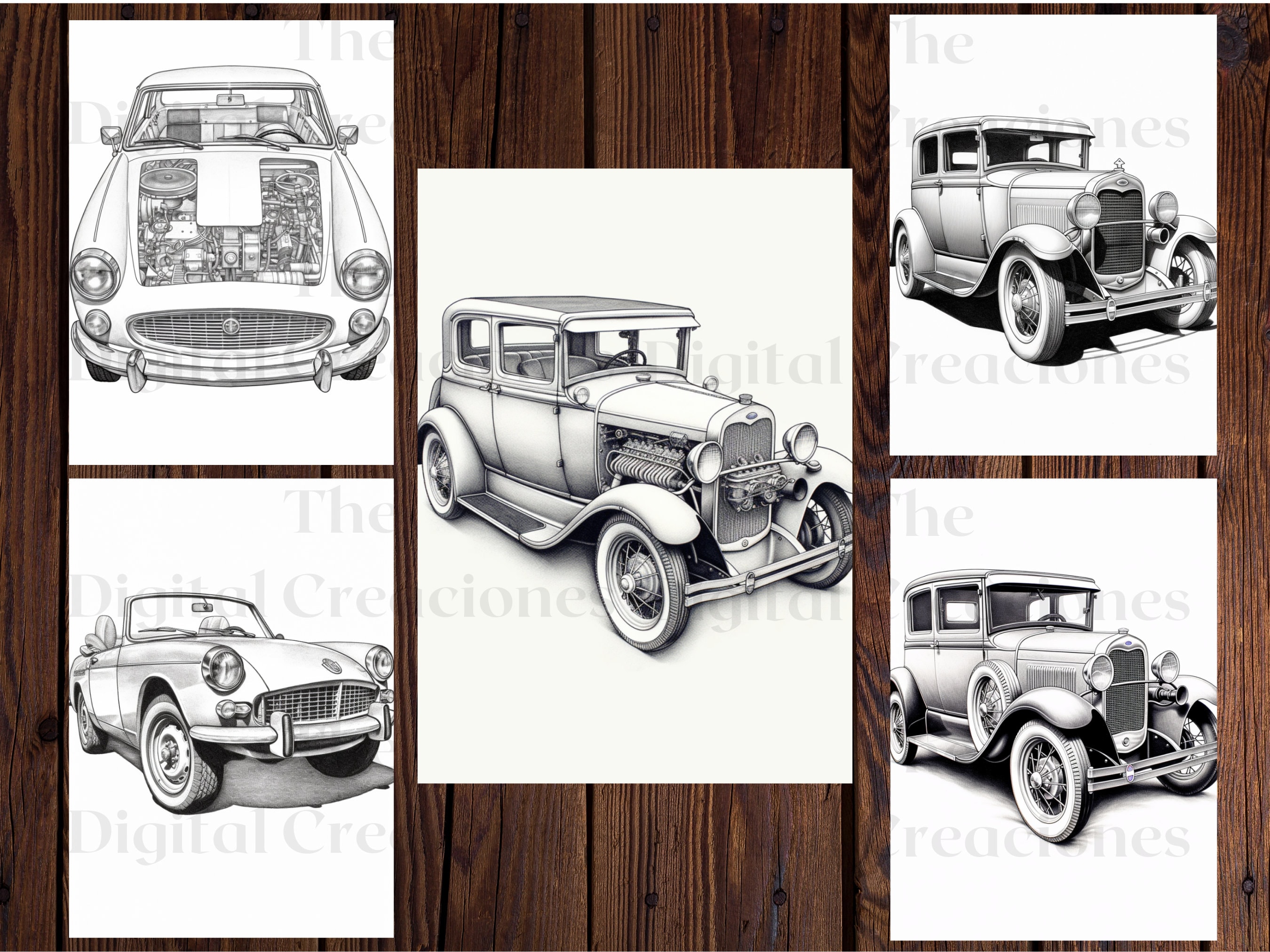 Classic Cars Coloring Book | 25 Vintage Automotive Pages (instant ...