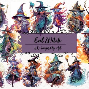 Evil Witch Clipart|Gothic witch clipart|40 PNG Images |Witches PNG|Scrapbook|Junk Journal|Paper Crafts Scrapbooking