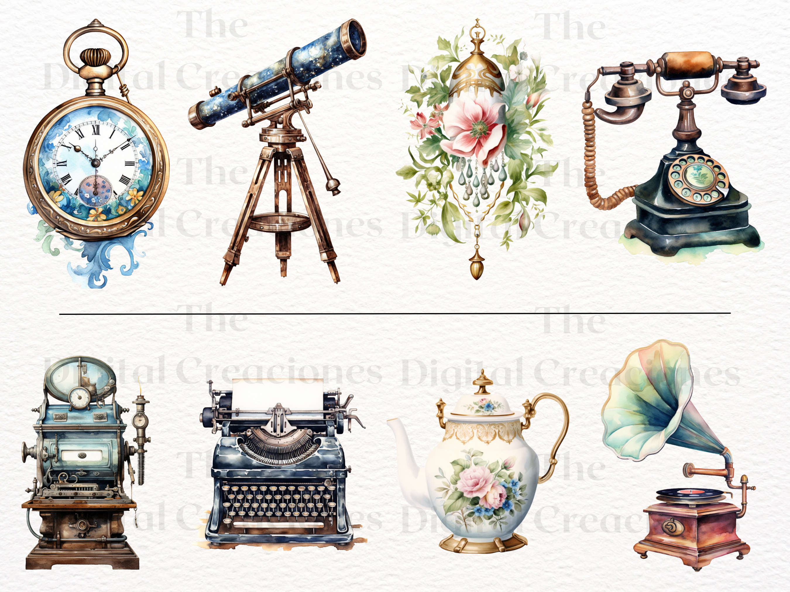 Vintage Objects Clipart | Antique Decor PNG Images (commercial Use) - Etsy