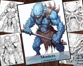 Monsters Coloring Book | 25 Horror Coloring Pages (Instant Download)