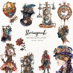 Steampunk  Clipart Bundle| 40 Unique Steampunk PNGs|Victorian Clipart|Fantasy Art|Commercial Use|Decor| DIY|Printable| comercial use