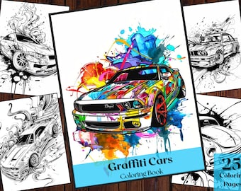 Graffiti Cars Coloring Book | Street Art Designs (Printable PDF)