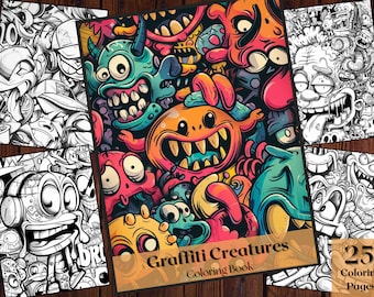 Graffiti Creatures Coloring Book | 25 Abstract Street Art Pages (Printable PDF)
