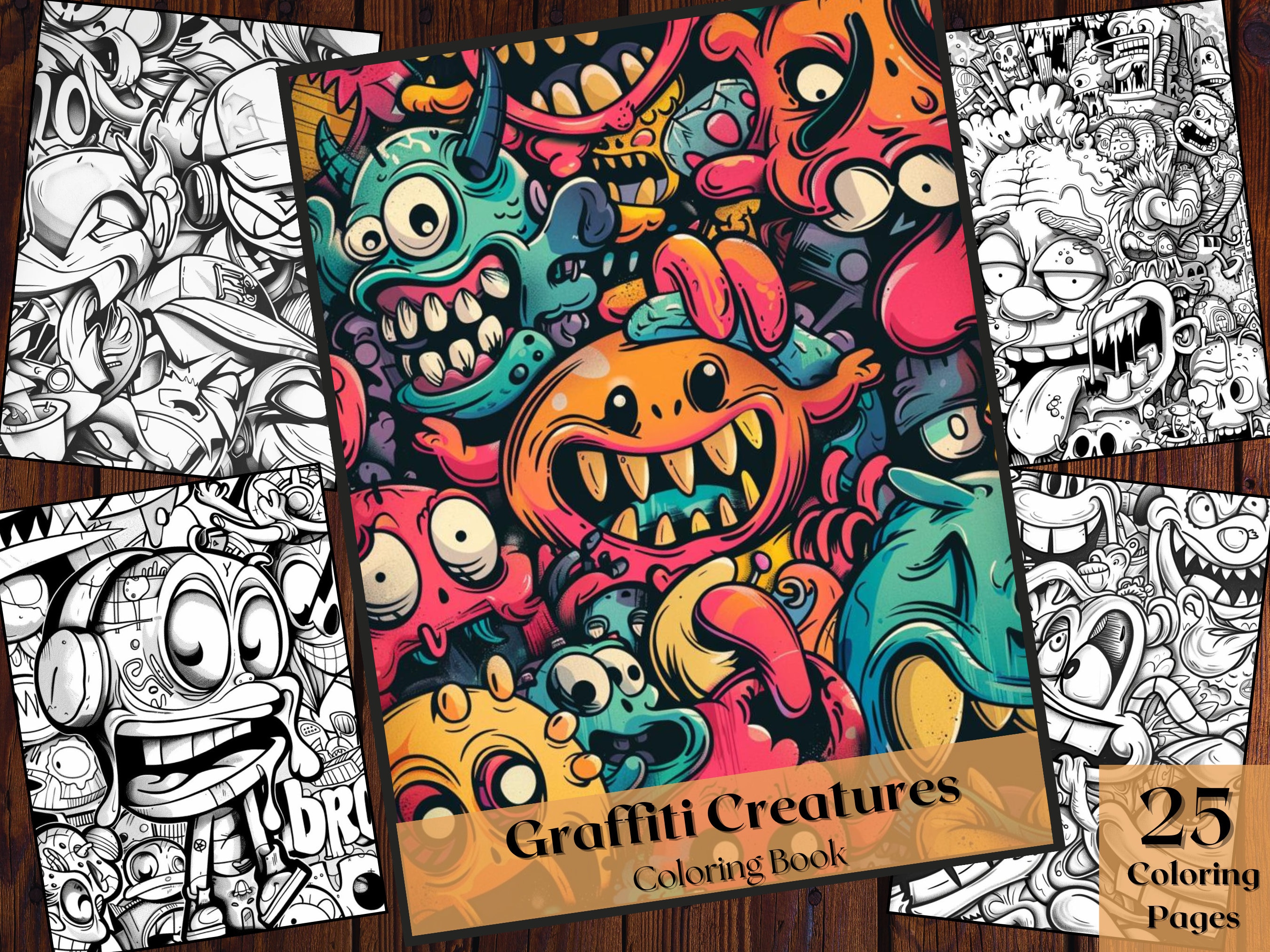 Graffiti Creatures Coloring Book | 25 Abstract Street Art Pages