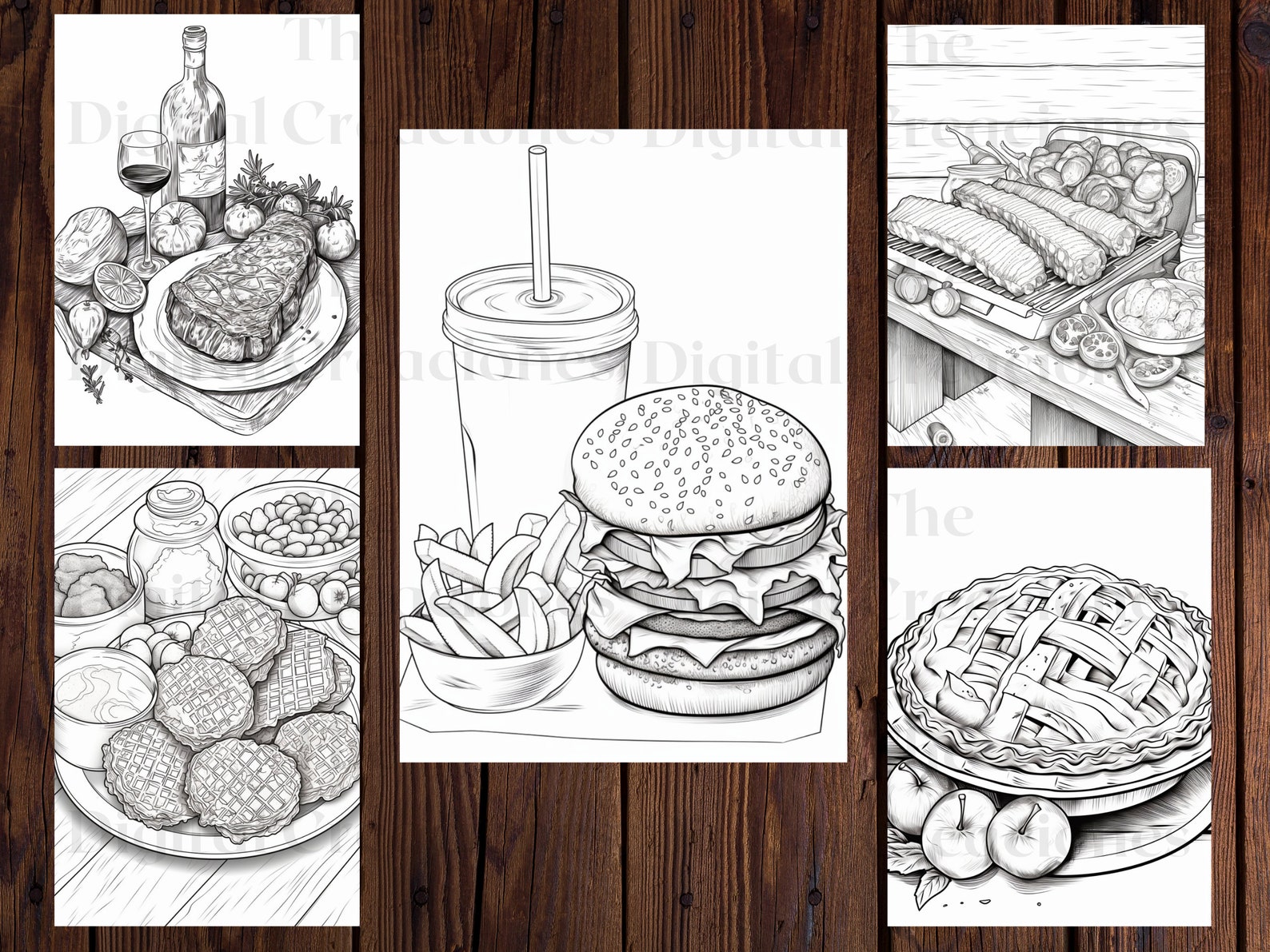 American Food Coloring Book 25 Adults and Kids Printable Coloring Books ...