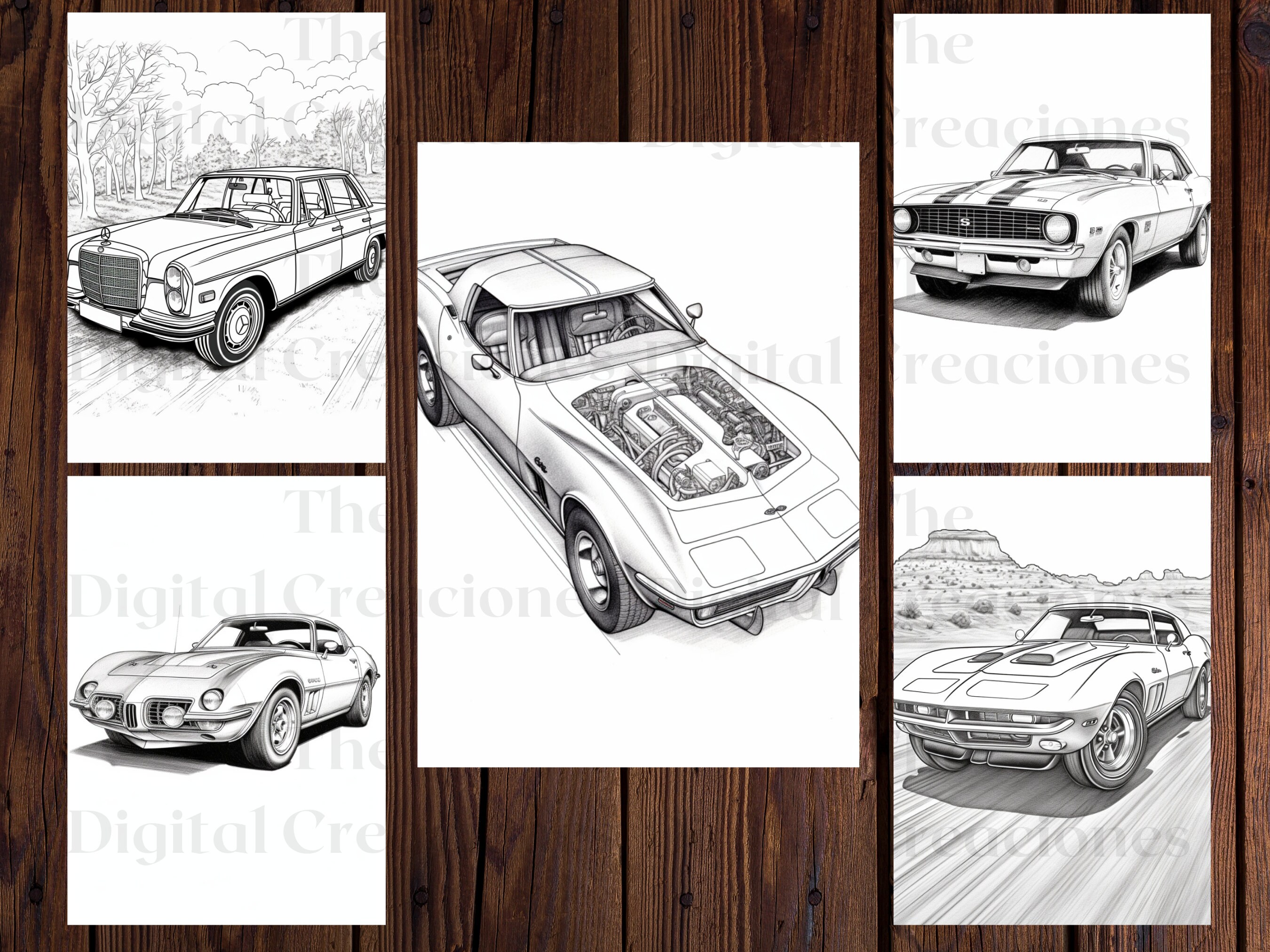 Classic Cars Coloring Book | 25 Vintage Automotive Pages (instant ...