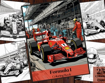 Formula 1 Coloring Book | 25 Super Car Racing Pages (Printable PDF)