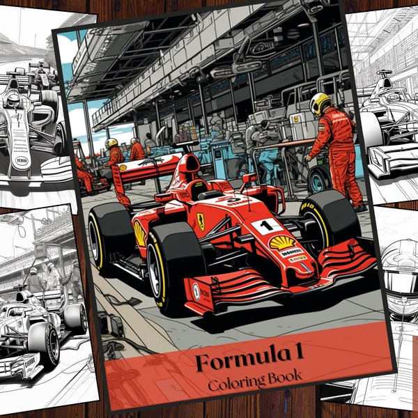 25 Formula 1 Coloring Book| Super Car Coloring |Car Racing |Printable Adults and Kids Coloring Pages|Instant Download Printable PDF.